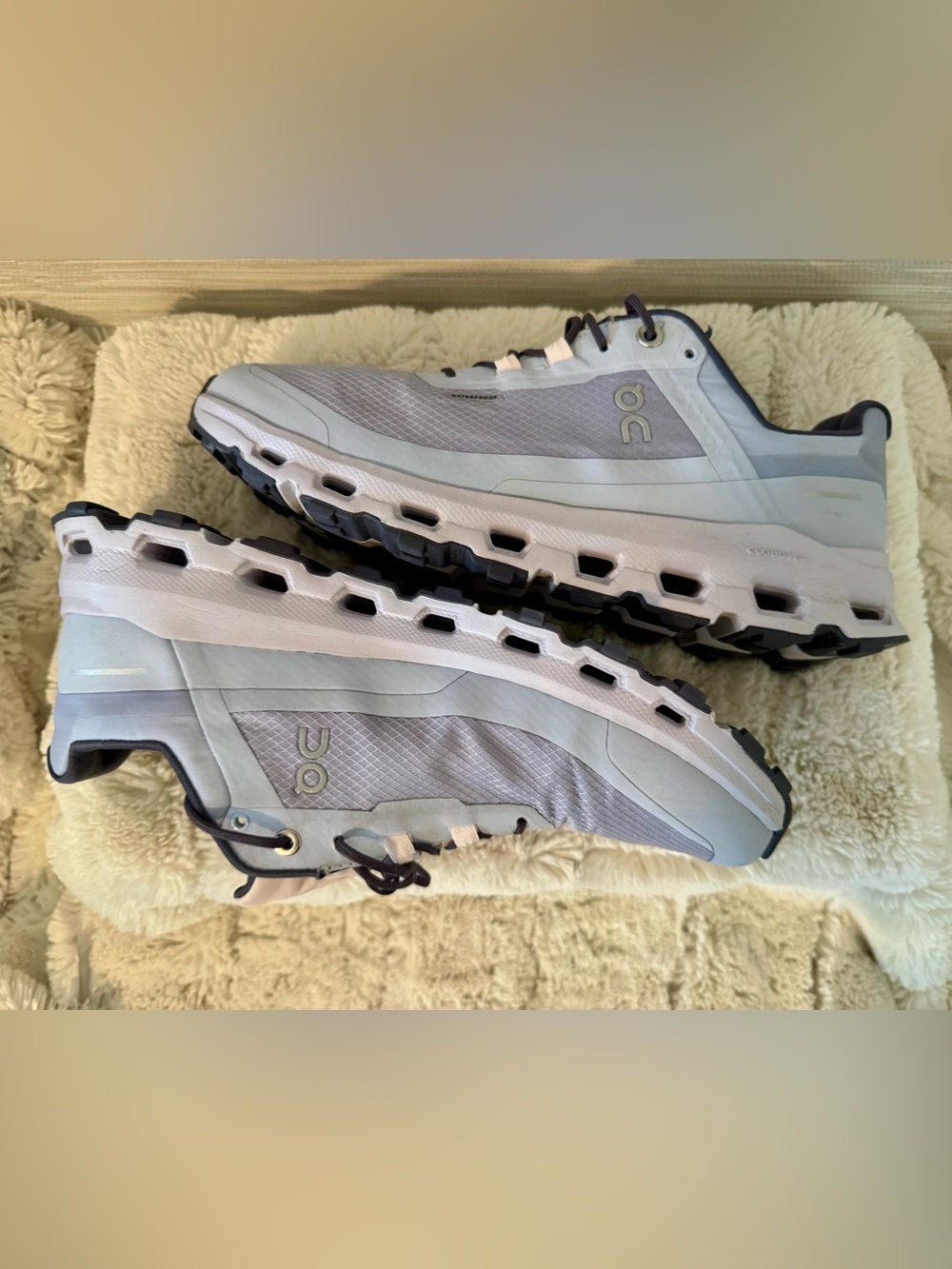 On Cloudvista Waterproof Women's Trail Running Shoe - Gray and White - Picture 3 of 11